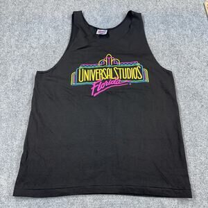 Vintage Universal Studios Tank Top Men M Black Florida Hanes USA Made Puffy Font